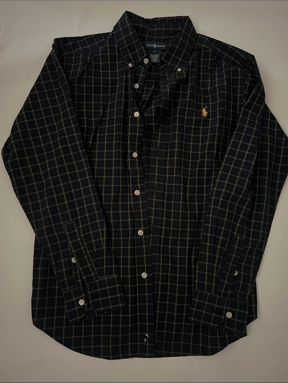 Ralph Lauren Black Long-Sleeve Tee with Neon Green Graphic